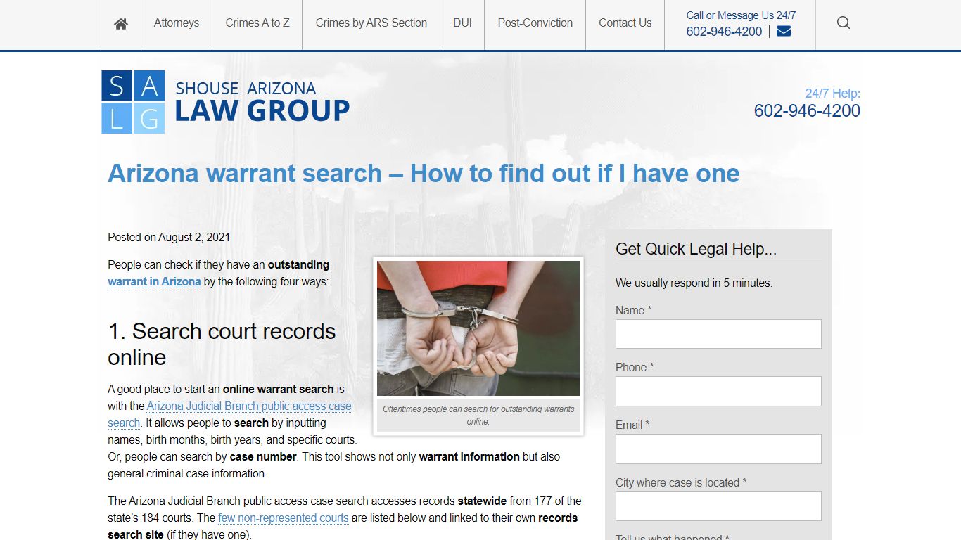 Arizona warrant search - How to find out if I have one - Shouse Law Group